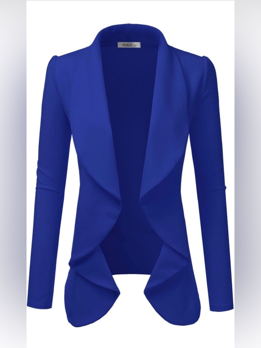 Doublju Open Drape Blazer in Royal Blue